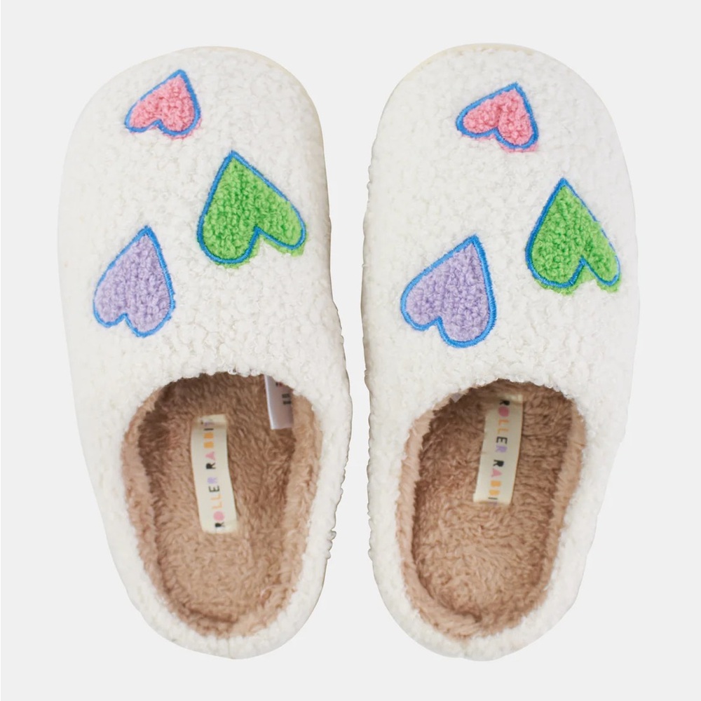 Roller Rabbit Disco Hearts Fuzzy Slippers